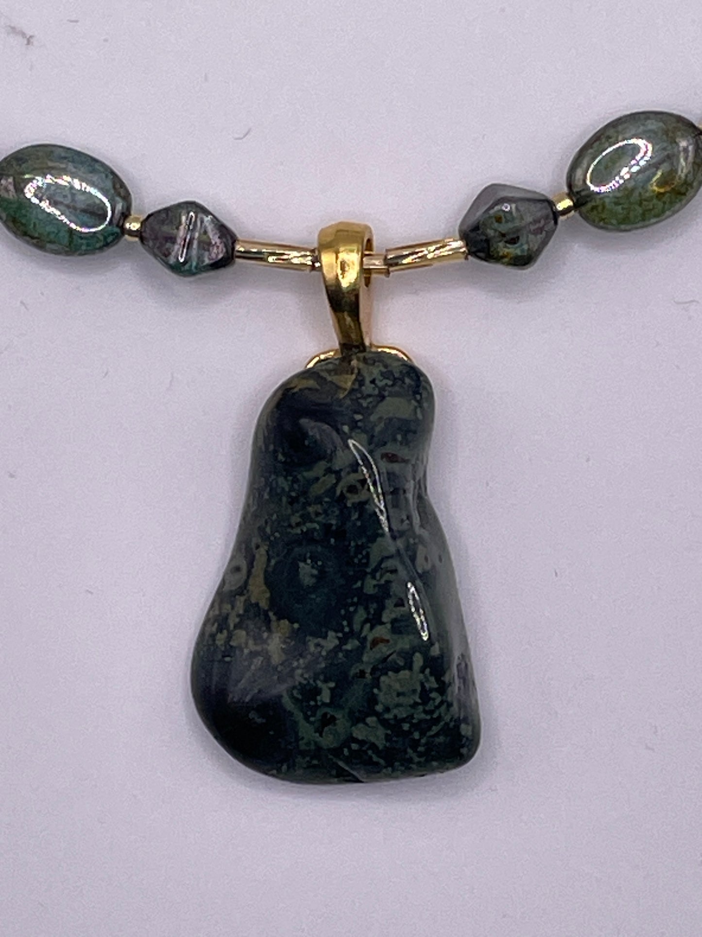 Kambaba Jasper Pendant and Earring Set