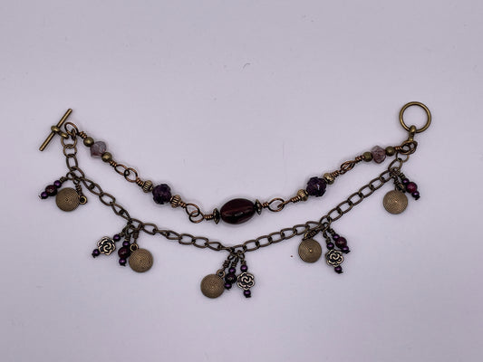 2-Strand Rose Charm Bracelet