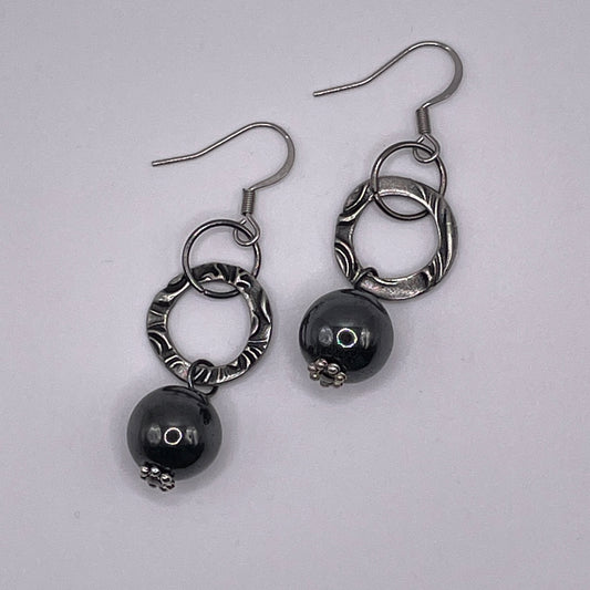 Hematite Ring Earrings