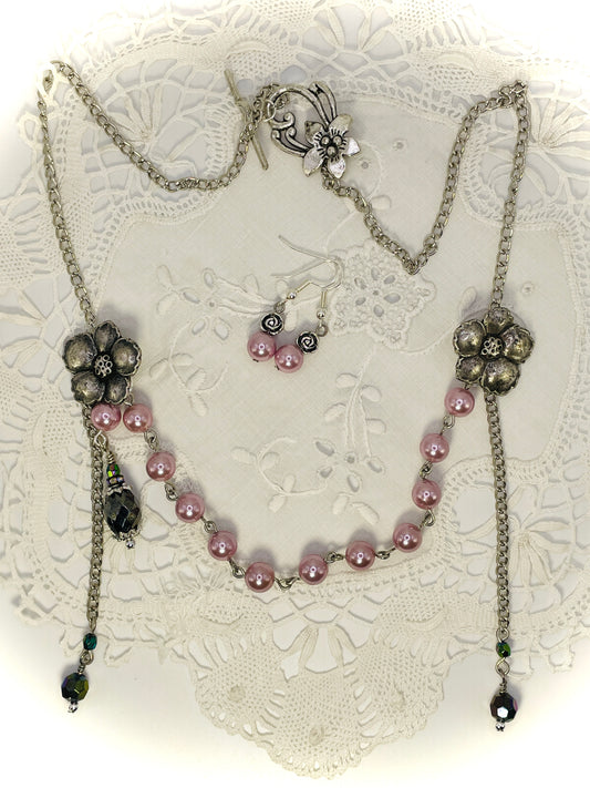 Vintage Rose Necklace and Earrings