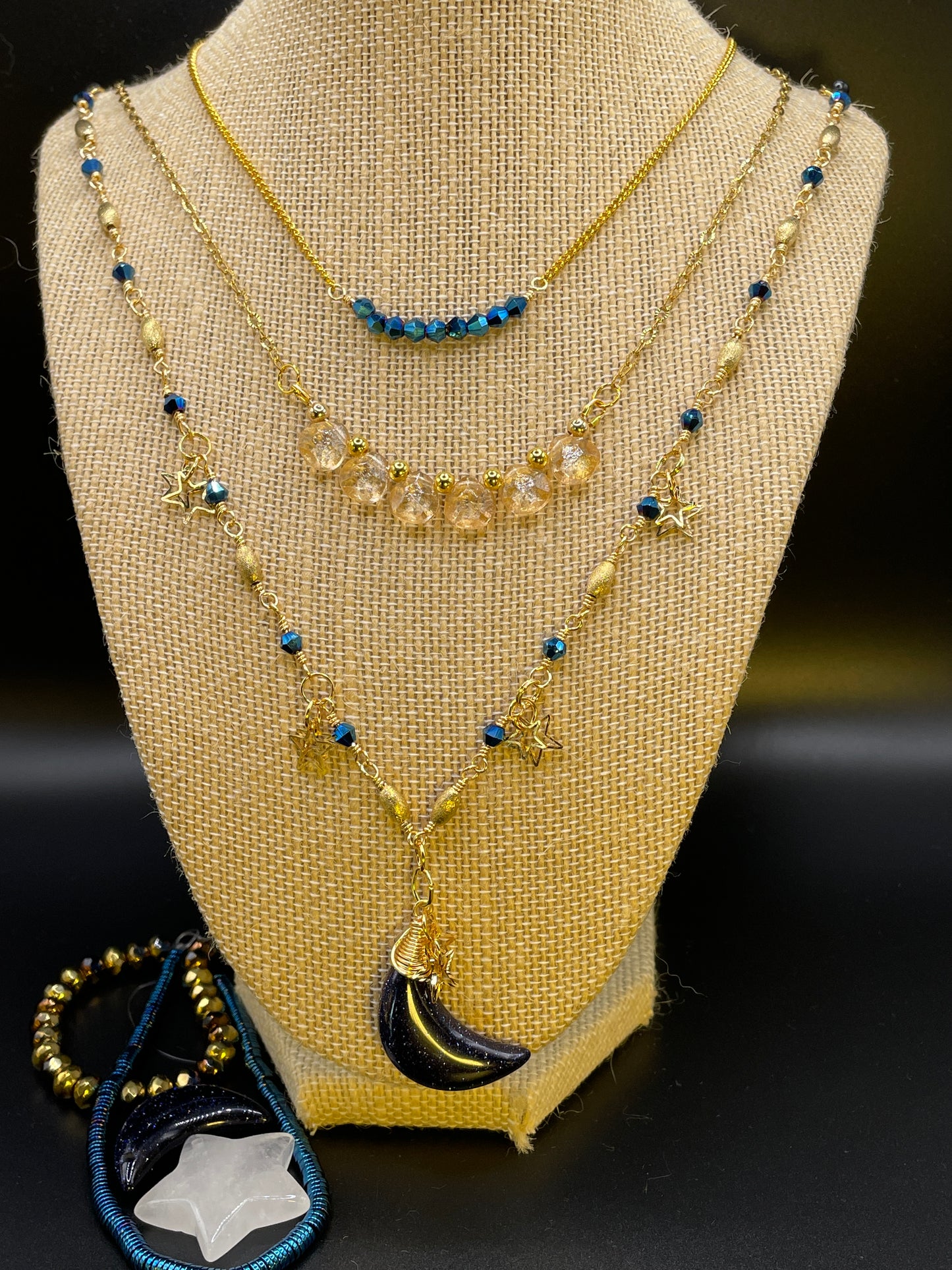 Blue Goldstone Crescent Moon