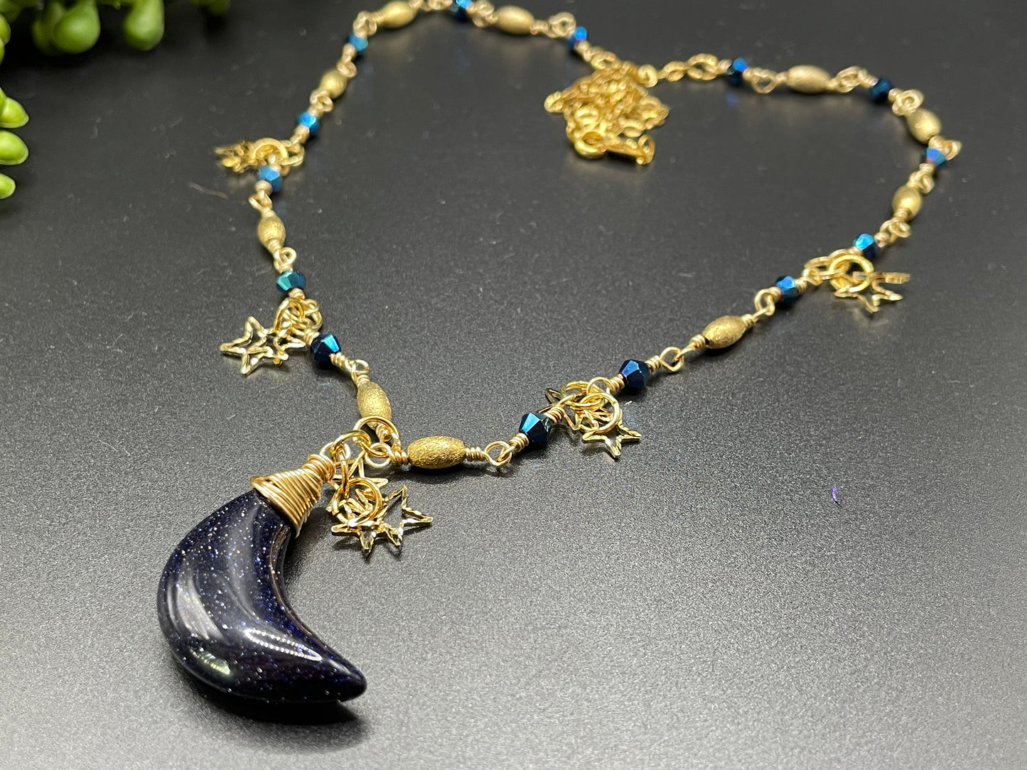 Blue Goldstone Crescent Moon