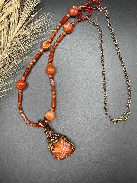 Antique Brass wrapped Carnelian