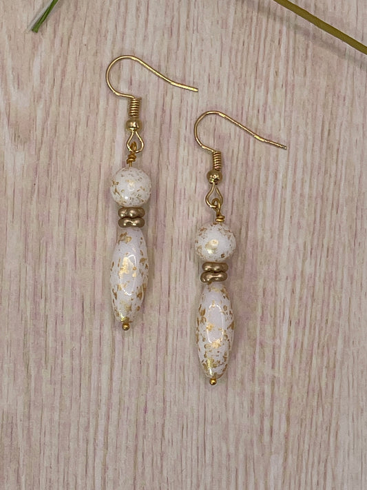 White Silk/Gold Earrings