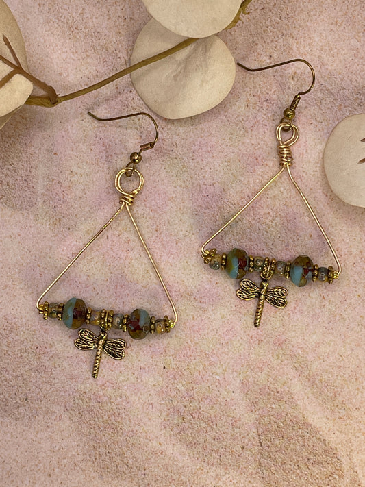 Dragonfly Triangular Earrings