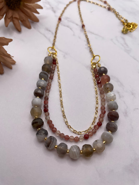 Botswana Agate 3-Strand Necklace